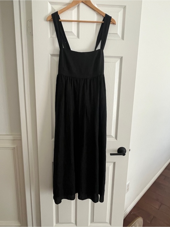 J. Crew Dresses & Skirts - J. Crew Linen Black Sleeveless Square-Neck Midi Dress